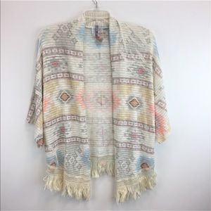 Anthropology Mauve Short Sleeve Boho Cardi